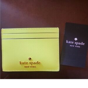 Nwt Kate Spade Lime Slushie Green Saffiano Leather Card Holder
